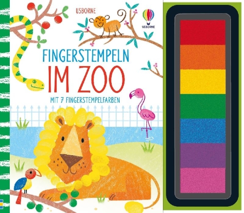 Buchcover und Innenansicht für das Buch: Fingerstempeln: Im Zoo