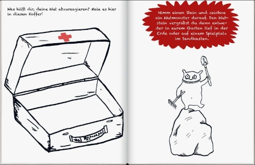 Buchcover und Innenansicht für das Buch: Mein Wut-Kritzelbuch