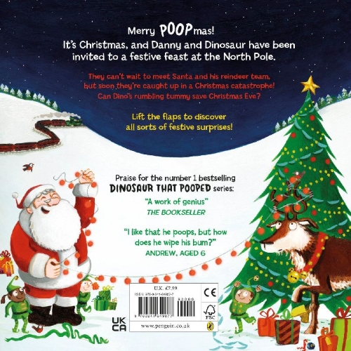 Buchcover und Innenansicht für das Buch: The Dinosaur that Pooped a Reindeer!