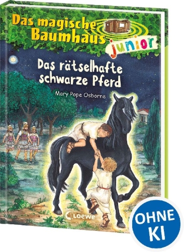 Buchcover und Innenansicht für das Buch: Das magische Baumhaus junior (Band 42) - Das rätselhafte schwarze Pferd