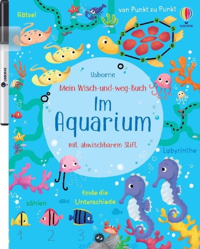 Buchcover und Innenansicht für das Buch: Mein Wisch-und-weg-Buch: Im Aquarium