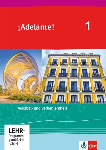 Buchcover und Innenansicht für das Buch: ¡Adelante! 1. Verben- und Vokabellernheft 1. Lernjahr
