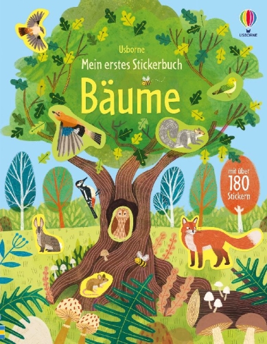 Buchcover und Innenansicht für das Buch: Mein erstes Stickerbuch: Bäume