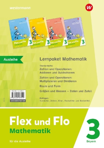 Buchcover und Innenansicht für das Buch: Flex und Flo 3. Lernpaket Mathematik: Für die Ausleihe. Für Bayern