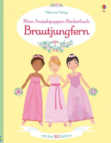 Buchcover und Innenansicht für das Buch: Mein Anziehpuppen-Stickerbuch: Brautjungfern