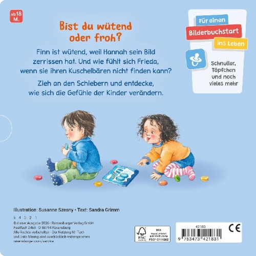 Buchcover und Innenansicht für das Buch: Glücklich, traurig, wütend, froh