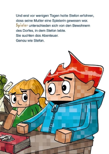 Buchcover und Innenansicht für das Buch: Lesenlernen mit Spaß - Minecraft 3: Drachenrache - bis zum Ende!