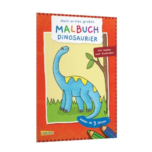 Buchcover und Innenansicht für das Buch: Ausmalbilder für Kita-Kinder: Mein erstes großes Malbuch: Dinosaurier