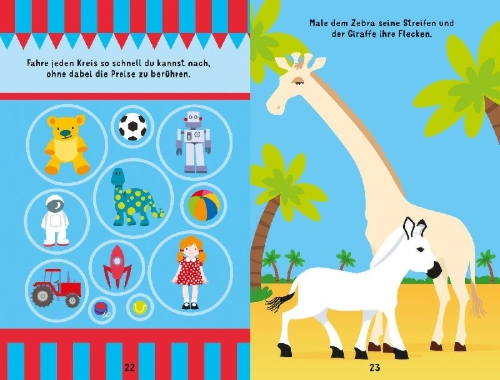 Buchcover und Innenansicht für das Buch: 100+ Kritzelideen für die Ferien