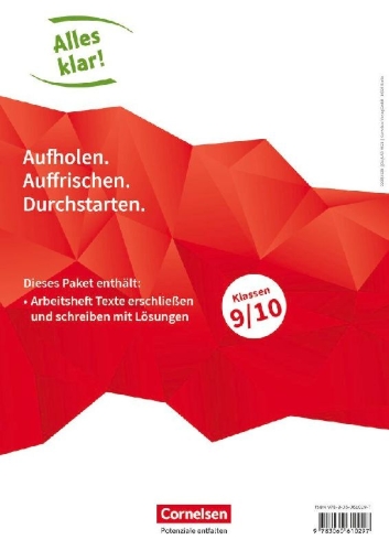 Buchcover und Innenansicht für das Buch: Alles klar! Deutsch. Sekundarstufe I 9./10. Schuljahr. Texte erschließen und schreiben