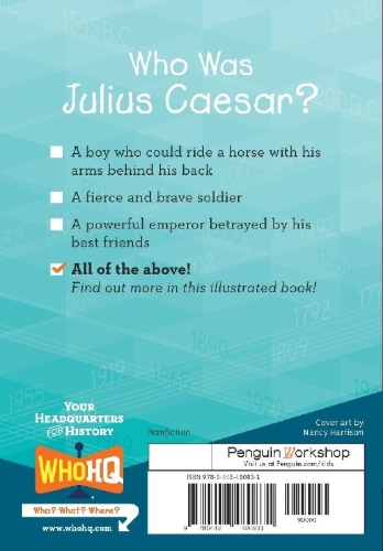 Buchcover und Innenansicht für das Buch: Who Was Julius Caesar?
