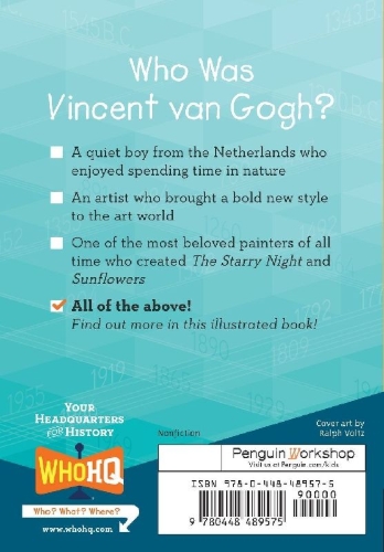 Buchcover und Innenansicht für das Buch: Who Was Vincent van Gogh?