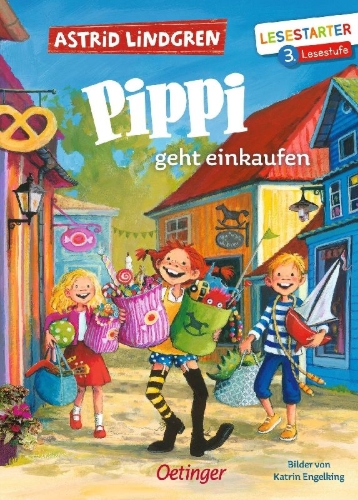 Buchcover und Innenansicht für das Buch: Pippi geht einkaufen
