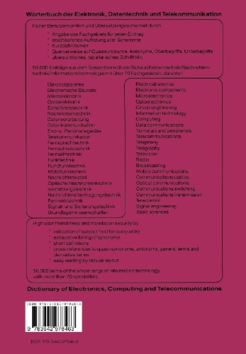 Buchcover und Innenansicht für das Buch: Wörterbuch der Elektronik, Datentechnik und Telekommunikation / Dictionary of Electronics, Computing and Telecommunications
