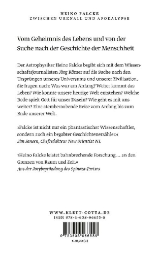 Buchcover und Innenansicht für das Buch: Zwischen Urknall und Apokalypse