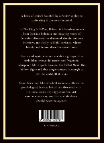 Buchcover und Innenansicht für das Buch: Robert W. Chambers: The King in Yellow (English Edition)