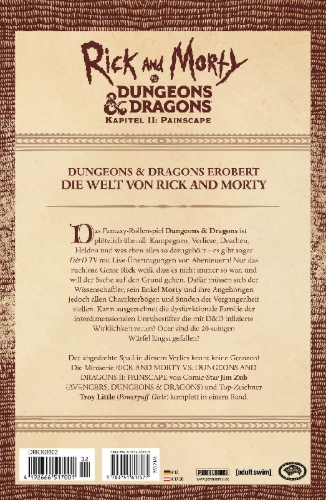 Buchcover und Innenansicht für das Buch: Rick and Morty vs. Dungeons & Dragons II: Painscape #1-#4