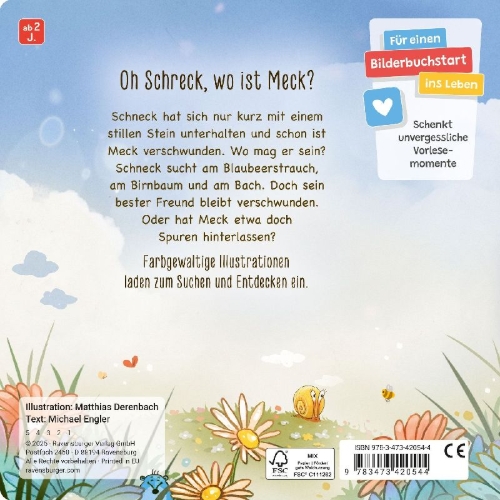 Buchcover und Innenansicht für das Buch: Meck und Schneck. Meck ist weg!