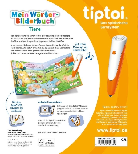 Buchcover und Innenansicht für das Buch: tiptoi® Mein Wörter-Bilderbuch Tiere