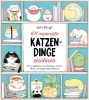 Buchcover und Innenansicht für das Buch: 101 supersüße Katzen-Dinge zeichnen - Schnurrige Miezen zum Zeichnen, Kritzeln, Malen und lustige Katzen-Mash-ups