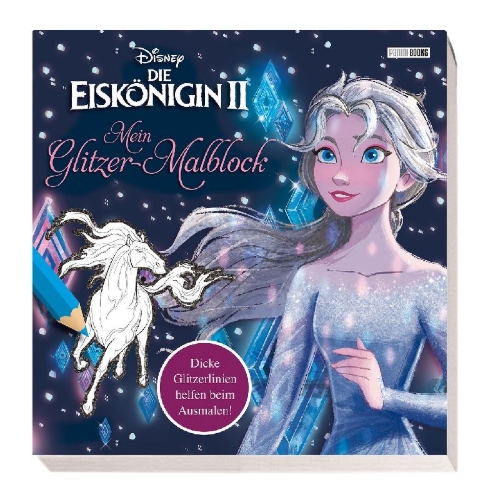 Buchcover und Innenansicht für das Buch: Disney Die Eiskönigin 2: Mein Glitzer-Malblock