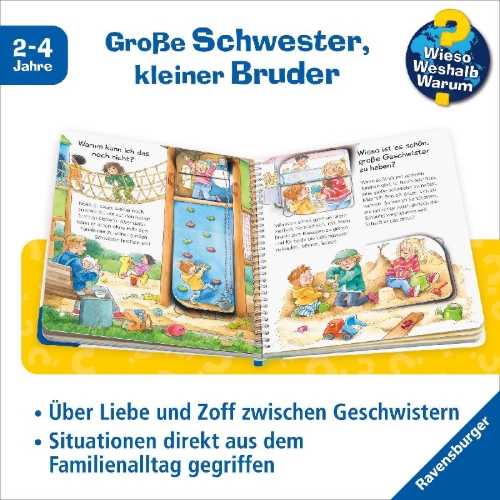 Buchcover und Innenansicht für das Buch: Wieso? Weshalb? Warum? junior, Band 29: Wir sind Geschwister