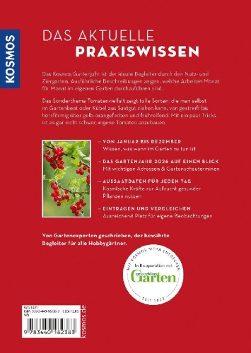 Buchcover und Innenansicht für das Buch: Kosmos Gartenjahr 2026