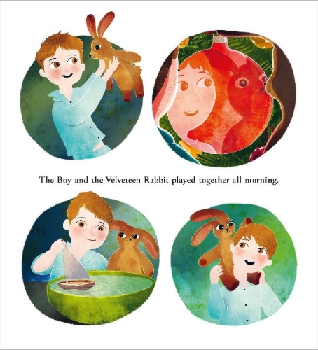 Buchcover und Innenansicht für das Buch: The Velveteen Rabbit