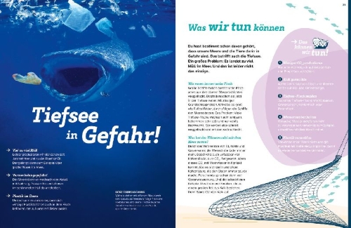 Buchcover und Innenansicht für das Buch: WAS IST WAS Tiefsee. Überleben in der Finsternis