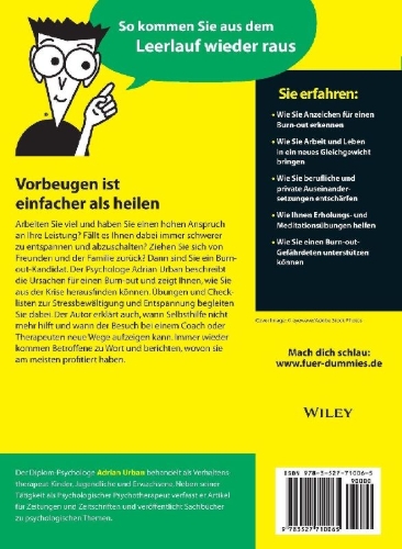 Buchcover und Innenansicht für das Buch: Burn-out überwinden für Dummies
