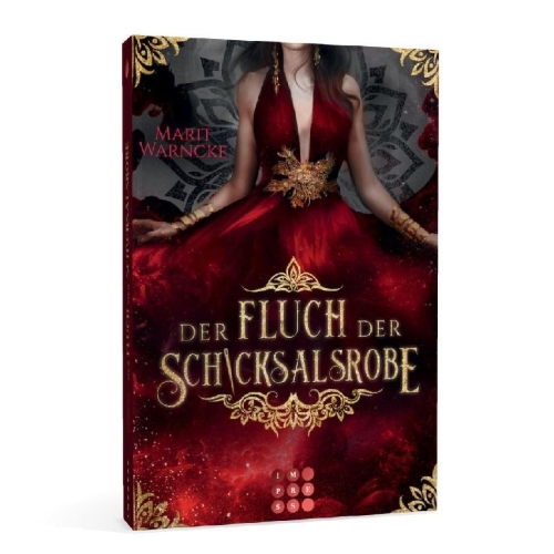Buchcover und Innenansicht für das Buch: Der Fluch der Schicksalsrobe (Woven Magic 2)