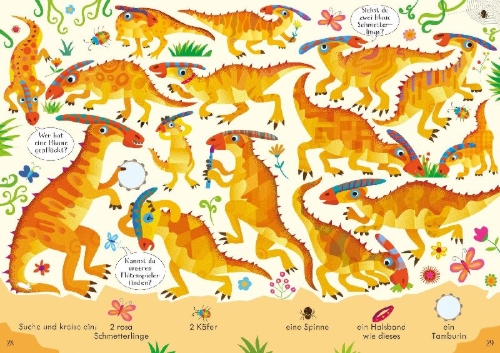 Buchcover und Innenansicht für das Buch: Pack mich ein! Meine Dino-Mitmachbücher