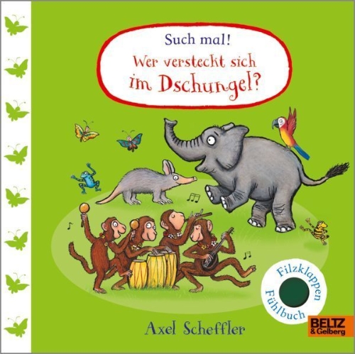 Buchcover und Innenansicht für das Buch: Who's hiding in the Dschungel?
