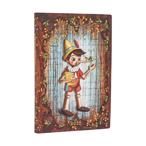 Buchcover und Innenansicht für das Buch: 12-Monatskalender 2027 Carlo Collodi, Pinocchio Mini Horizontal