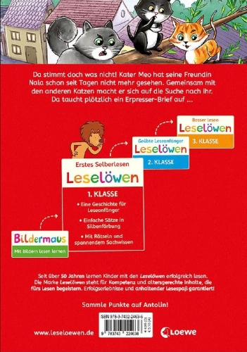 Buchcover und Innenansicht für das Buch: Leselöwen 1. Klasse - Die Katzen-Detektive