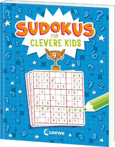 Buchcover und Innenansicht für das Buch: Sudokus für clevere Kids 9+ [blau]