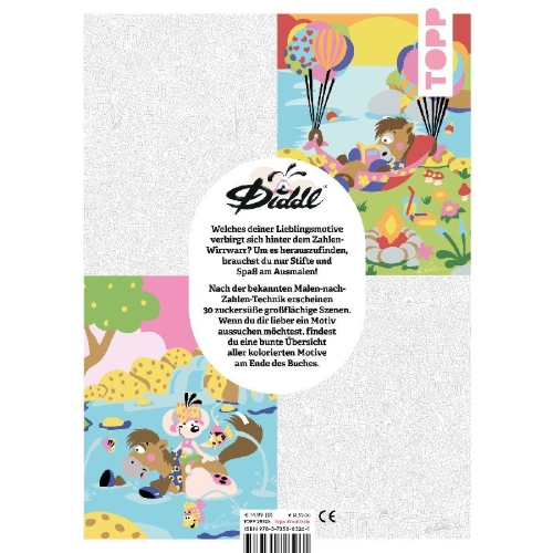 Buchcover und Innenansicht für das Buch: LA PETITE VIE DE DIDDL ET SES AMIS - COLORIAGES MYSTÈRE (9782036070868)