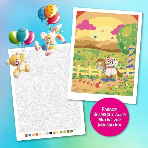 Buchcover und Innenansicht für das Buch: LA PETITE VIE DE DIDDL ET SES AMIS - COLORIAGES MYSTÈRE (9782036070868)