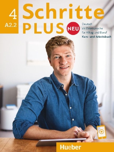 Buchcover und Innenansicht für das Buch: Schritte plus Neu 4 A2.2 Kursbuch und Arbeitsbuch mit Audios online
