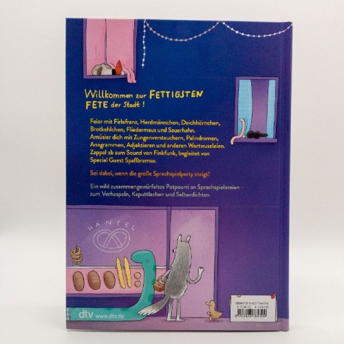 Buchcover und Innenansicht für das Buch: Frittenfrettchenfete - Die große Sprachspielparty