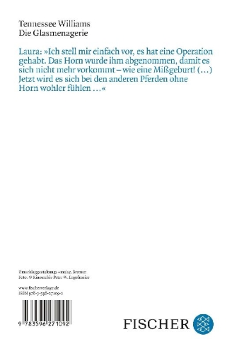 Buchcover und Innenansicht für das Buch: Die Glasmenagerie