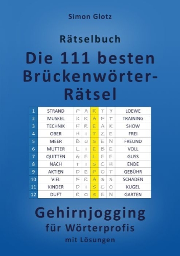 Buchcover und Innenansicht für das Buch: Die 111 besten Brückenwörter-Rätsel
