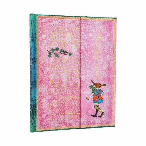 Buchcover und Innenansicht für das Buch: Astrid Lindgren, Pippi Longstocking (Embellished Manuscripts Collection) Ultra Unlined Hardcover Journal (Wrap Closure)