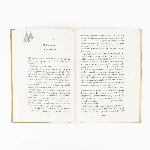 Buchcover und Innenansicht für das Buch: Die schönsten Weihnachtsgeschichten am Kamin aus 40 Jahren
