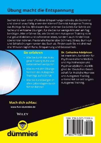Buchcover und Innenansicht für das Buch: Autogenes Training für Dummies