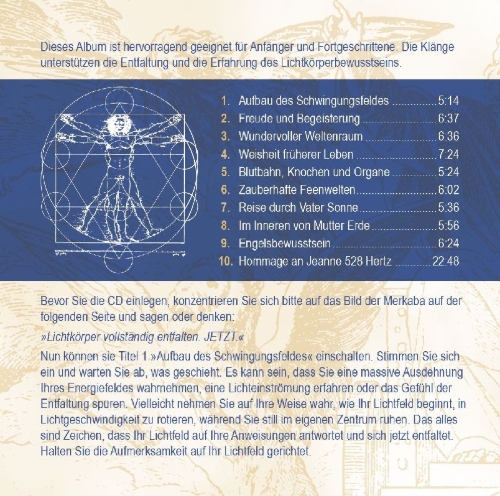 Buchcover und Innenansicht für das Buch: MERKABA EXTRA LANG [mit 22 Minuten Hommage an Jeanne Ruland in 528 Hertz]