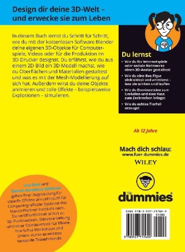 Buchcover und Innenansicht für das Buch: 3D-Grafiken designen und animieren für Dummies Junior