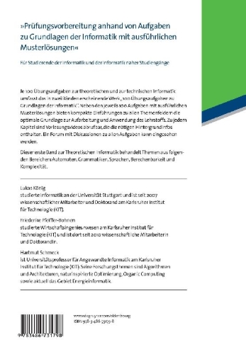 Buchcover und Innenansicht für das Buch: 100 Übungsaufgaben zu Grundlagen der Informatik
