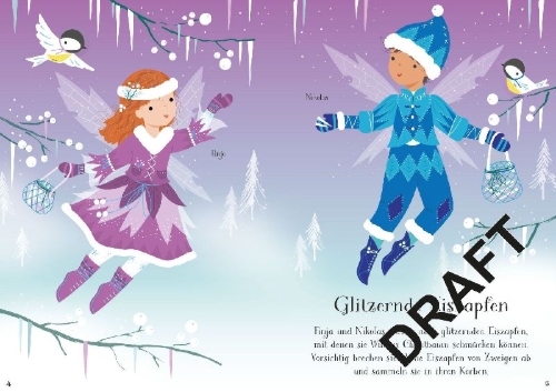 Buchcover und Innenansicht für das Buch: Mein erstes Anziehpuppen-Stickerbuch: Wilma, die Weihnachtsfee