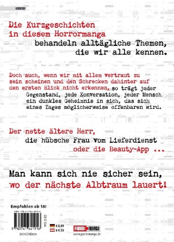 Buchcover und Innenansicht für das Buch: Furcht: Horrorgeschichten aus dem modernen Japan 01
